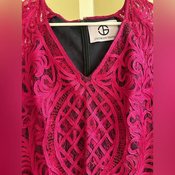 JS Collections - Bell Sleeve Cocktail Dress - Size 4 - Magenta - LIKE NEW - Picture 7 of 13